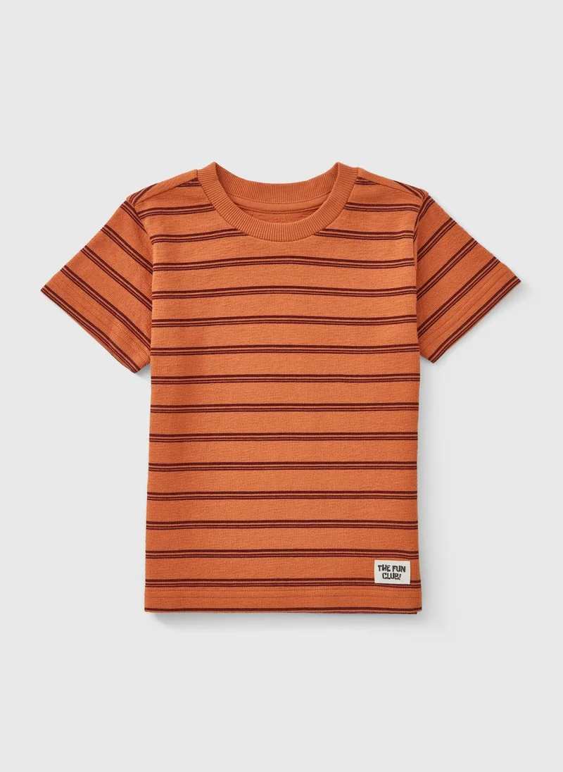 Matalan Boys Orange Textured Stripe T-Shirt